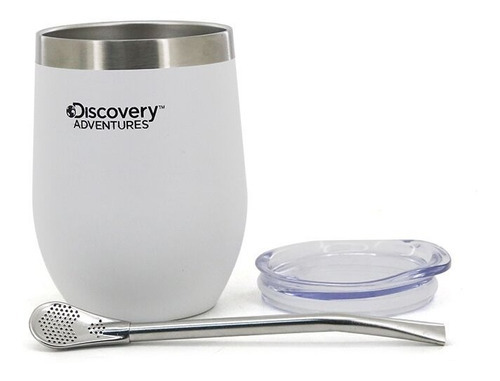 Mate Acero Inoxidabl Vaso Termico Discovery Tapa Y Bombilla Color Blanco