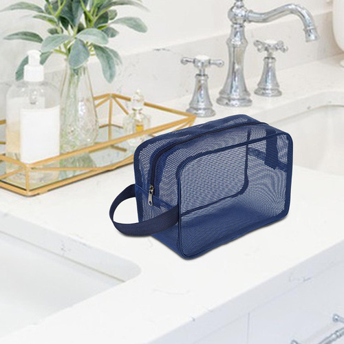 Neceser De Malla Portátil, Bolsa De Afeitar, S Azul