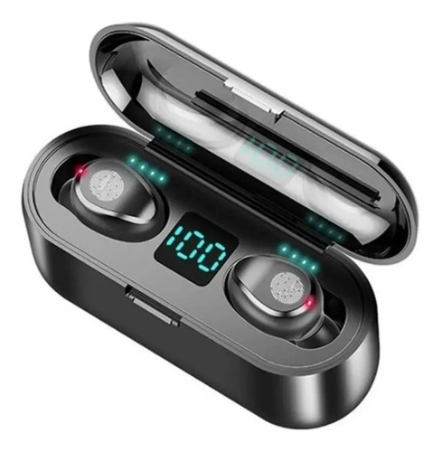 Auriculares in-ear inalámbricos F9 negro con luz LED