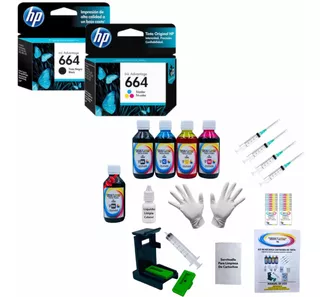 Cartucho Hp 664 Negro Hp 664 Tricolor + Kit De Tintas