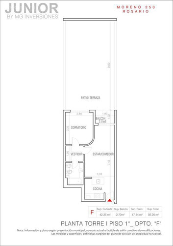 Imagen 12 de 14 de Departamento De 1 Dormitorio En Venta En Rosario