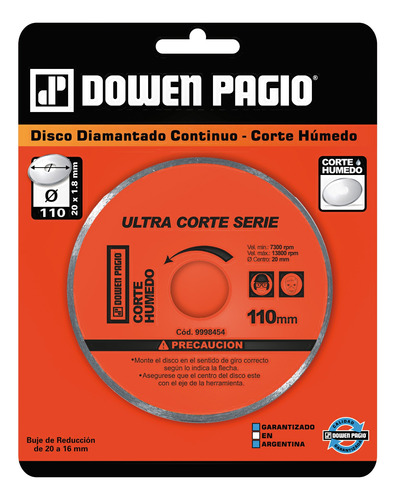 Disco Diamantado Continuo Corte Humedo Dowen Pagio 9998454