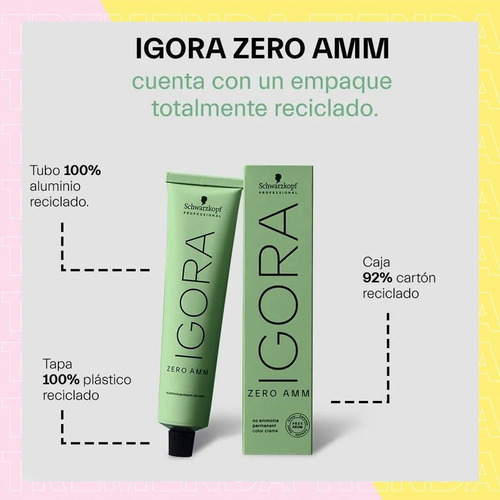 Tinte Igora Zero Amm Schwarzkopf - mL Tono 10-2 rubio platino humo
