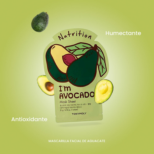 Tonymoly Mascarilla Facial Coreana Im Real Mask Sheet Avocado