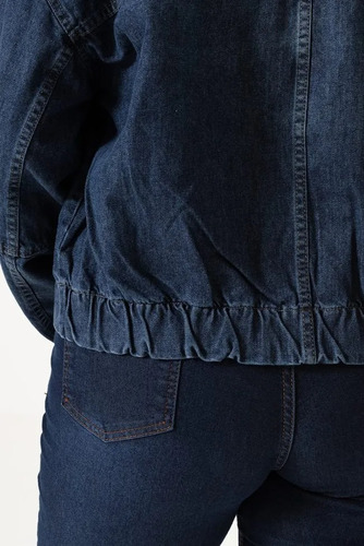 Campera Bomber Mujer Jean Talles Grandes Con Cierre