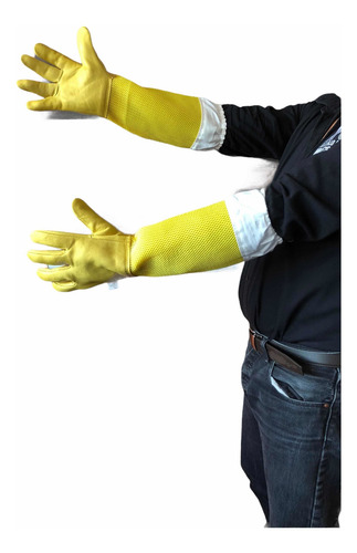 Imagen 3 de 10 de Guantes Apicultura Piel Manga Malla Abejas Envio Gratis Miel