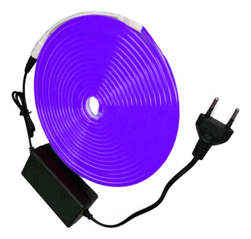 Tira Luz Led Neón Violeta Flexible +fuente Corriente Enchufe