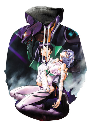 Sudadera Con Capucha De Talla Grande Neon Genesis Evangelion