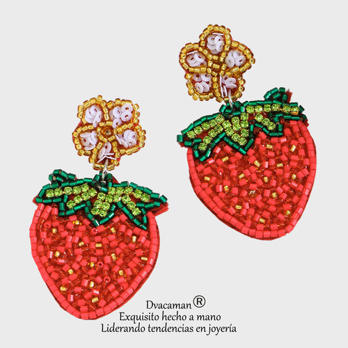 Pendientes Colgantes Bohemios Con Cuentas De Fresa Hechos A