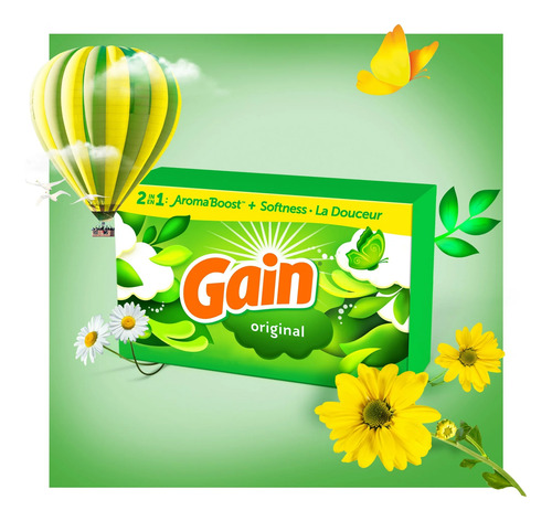 Gain Toallita Hoja Para Secadora Olor A Ropa Americana 2en1