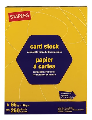 Cartolina Paper Staples 862159 Brights 250 Folhas 65gsm A4