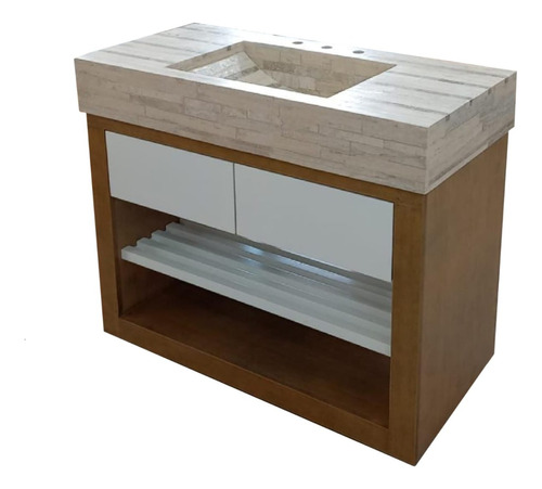 Mueble Vanitory Laqueado 100x45cm Mesada Bacha Travertino