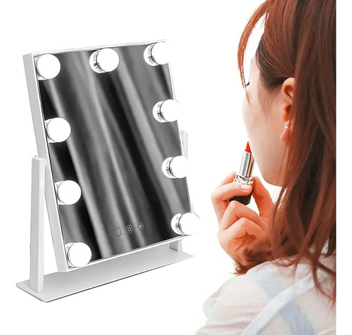 Espejo Maquillaje Tocador 9 Luces Usb 3 Modos Luz Led 360°
