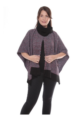 Poncho Mujer Invierno Con Cuello Polera Premium 3421
