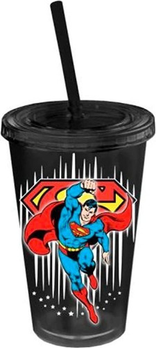 Superman - Vaso De Plástico Con Pajita Aislante, Diseño D.