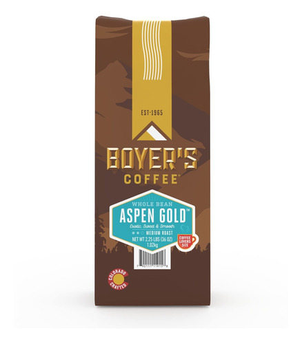 Boyer's Coffee Café Aspen Gold, Tostado Medio, Grano Entero,