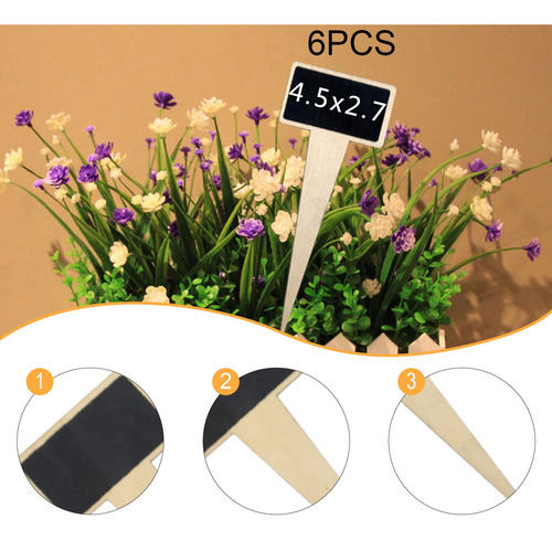 6x Mini Plantas Rotula Blackboards Flores Tags Sinais De