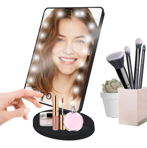 Espejo Para Maquillaje Tocador Mesa Luz Led Recargable Dama