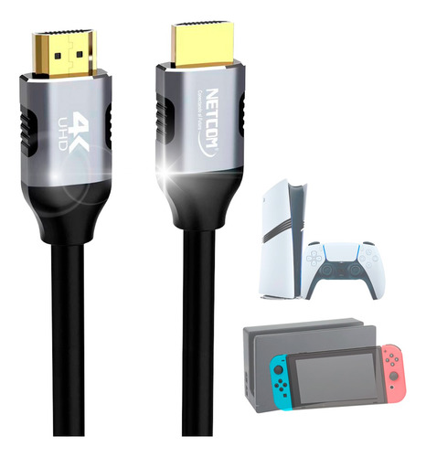Cable Hdmi 2.0 Netcom Hdr Para Ps5/4 Vr Nintendo Xbox 10m
