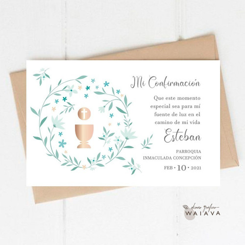 Imagen 6 de 10 de Estampas Confirmación Tarjetas Nenes Horizontal X 3u