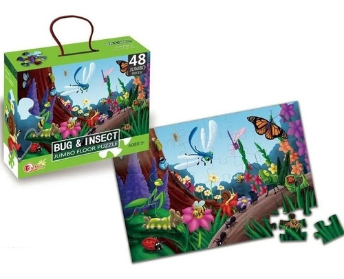 Imagen 2 de 6 de Rompecabezas 48 Pzas Grande Puzzle Insectos Bichos Bosque Ed
