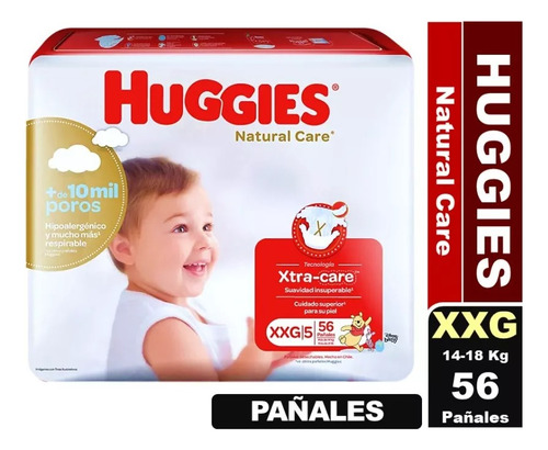 Pañales Huggies Natural Care Xxg 5 - 56 Pañales