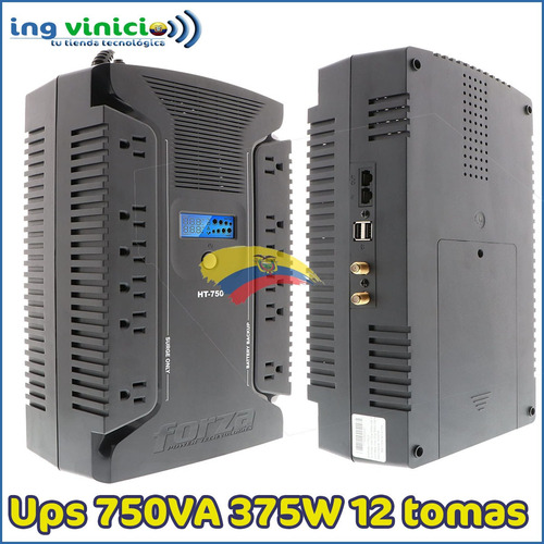 Imagen 2 de 8 de Ups Forza Ht-750lcd De 750va 375w 12 Tomas Usb, Rj11, Coaxia