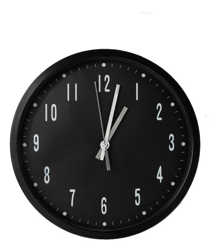 Reloj De Pared Negro Con Manecillas Plata 30 Cm X 4 Cms