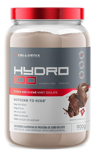 Hydro 100 Whey Protein Isolado 900g Cellgenix Sabor Chocolate Suiço
