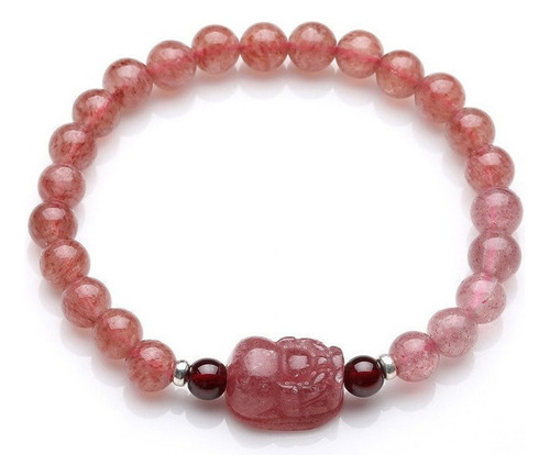 Pulsera Pi Xiu De Cuarzo Frutilla Natural Granate