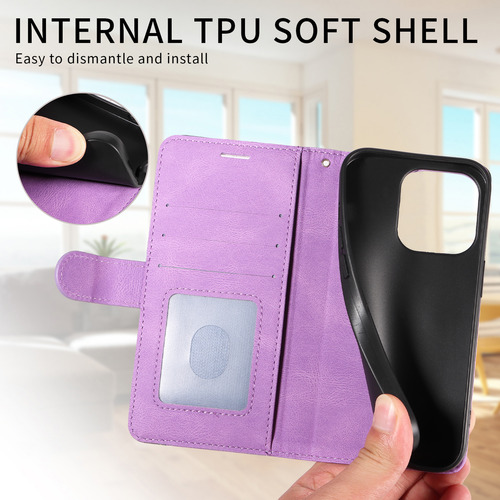 Funda Para Oppo Reno Series De Piel Sintética De Alta Calidad, Funda Protectora Tipo Cartera Con Ranura Para Tarjetas, Soporte, Etc., Color Morado