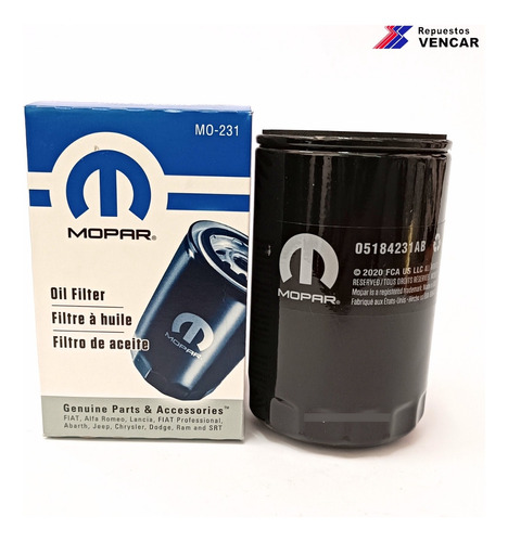 Filtro Aceite Mopar Original Jeep Cherokee Kk