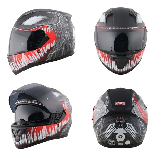 Casco Integral Venom Edge Certificado Dot Marvel Moto