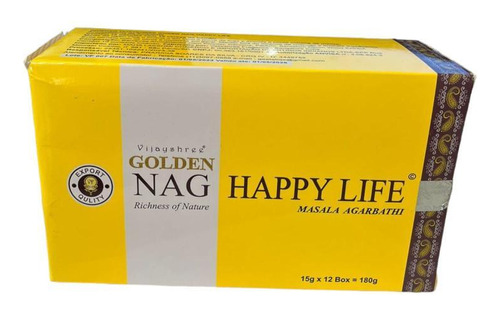 Incenso Golden Nag Happy Life Massala 1 Cx C/12 Caixinhas