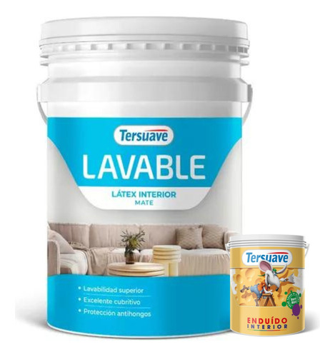 Combo Pintura Lavable Interior Mate 20 L Y Enduido 1 L