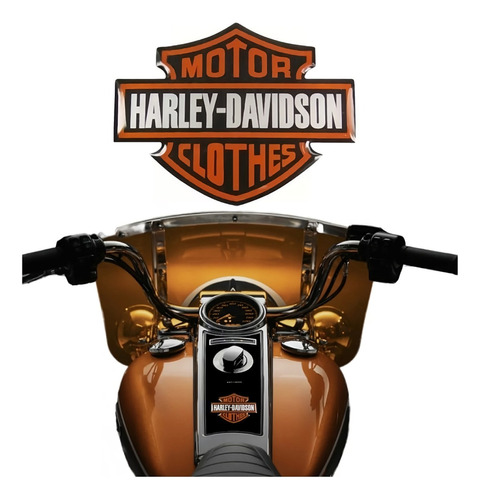 Emblema Adesivo Resinado Harley Davidson Motor Clothes Rs8 Cor -