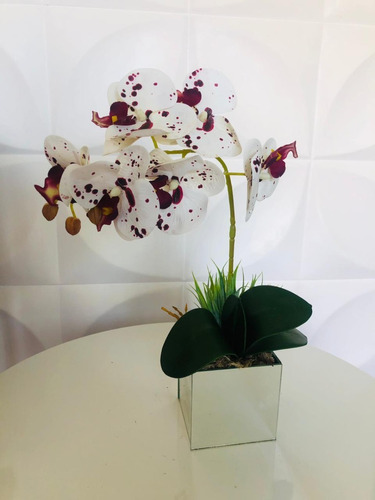 Orquídea 3d Artificial Em Vaso Espelhado Arranjo Decoração | Parcelamento  sem juros