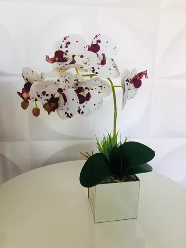 Orquídea 3d Artificial Em Vaso Espelhado Arranjo Decoração