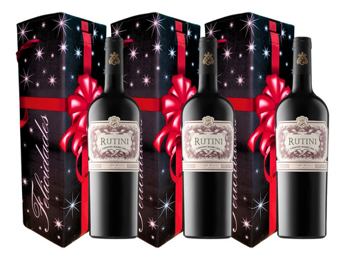 Vino Rutini X 3 Botellas En Estuche Cabernet Malbec Regalo