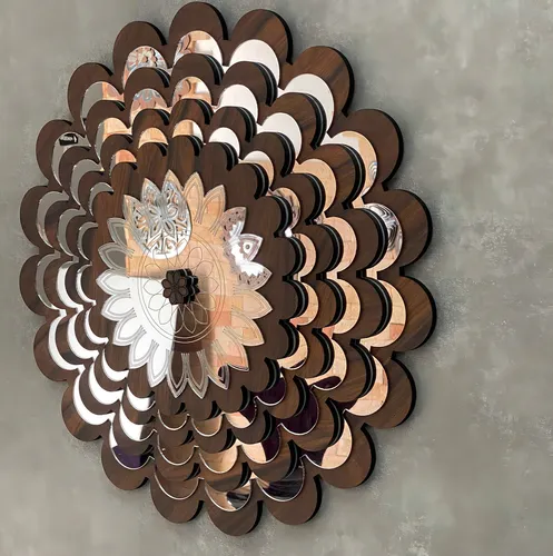 Marco decorativo de madera tipo mandala, 30 cm, 38176, color marrón, marco color marrón