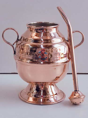 Imagen 4 de 5 de Mate De Cobre 99.9 %hecho A Mano Alto 11 Cm 250cc