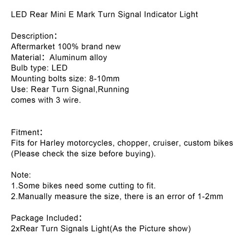Indicador Negro Señal Giro Led Trasero Mini E Mark