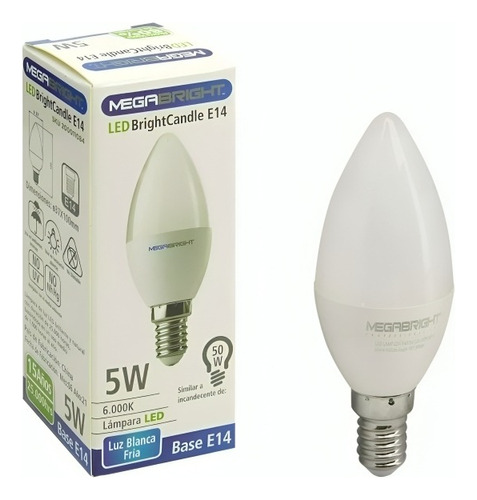 Ampolleta Vela Led 5 W E-27 Luz Fria Megabright