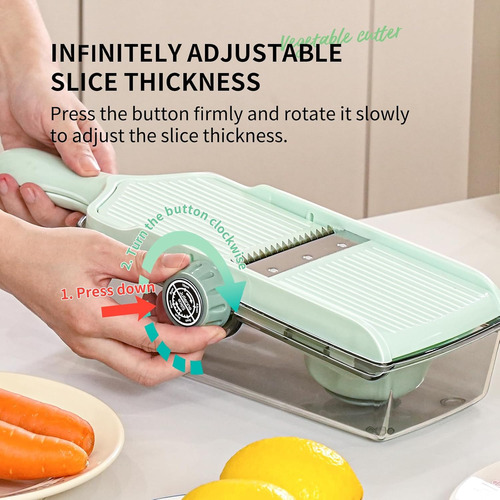 Cortador De Mandolina Ajustable Para Cocina Con Recipiente