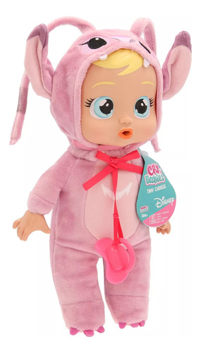 Cry Babies Disney Plush Baby Doll Tiny Cuddles Stitch Rosa