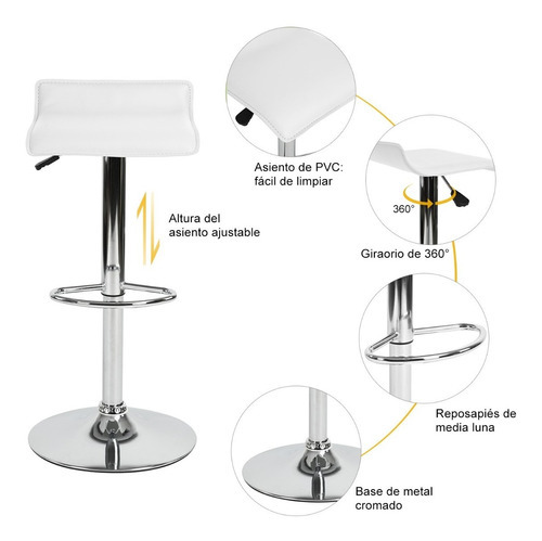 Set de 2 Bancos Modernos Blancos Giratorios 360° Altura Ajustable Homemake Furniture