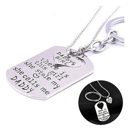 Letra Corazón Llavero Collar Colgante Daddy Hija Padre Chica