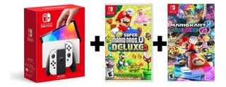 Nintendo Switch Oled Blanco -juegos Mario Kart +mario Deluxe