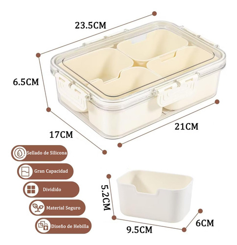4 Contenedor De Caja Para Aperitivos, Bandeja De Servir