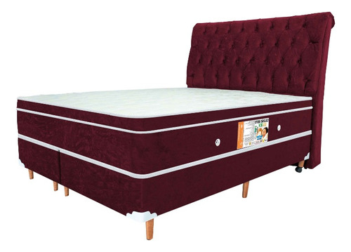 Colchão Magnético King Infra Vermelho 2,03x1,93 + Cama Box Cor Bordô